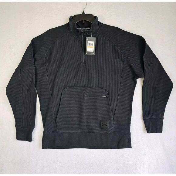 Men's Black Size Small Under Armour Long Sleeve 1/4 Zip Fleece Ottoman Sweater‎ - Picture 1 of 16